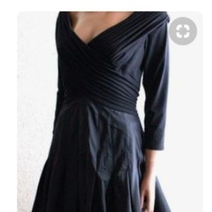 Tadashi Collection Black Taffeta Pleated Dress